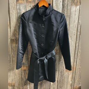 Doncaster 100 percent black silk trench coat 2